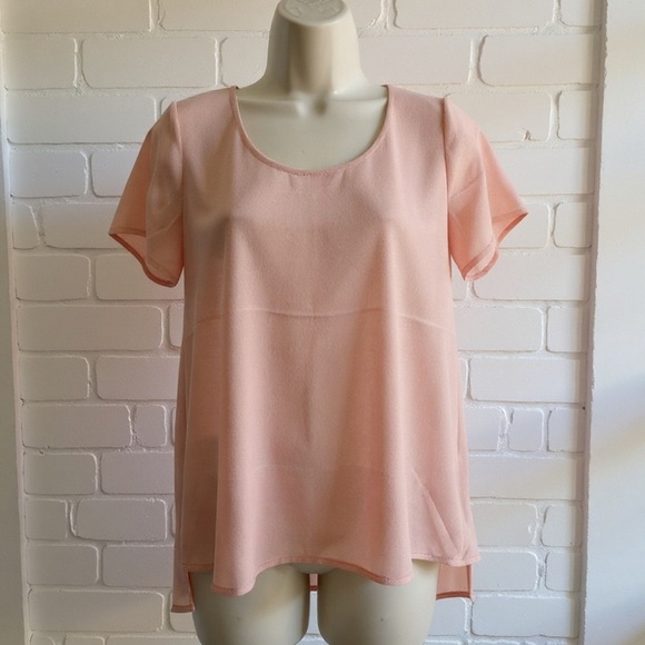 Express Tops - NWT Express Nude Chiffon High-Low Blouse – Size Small
